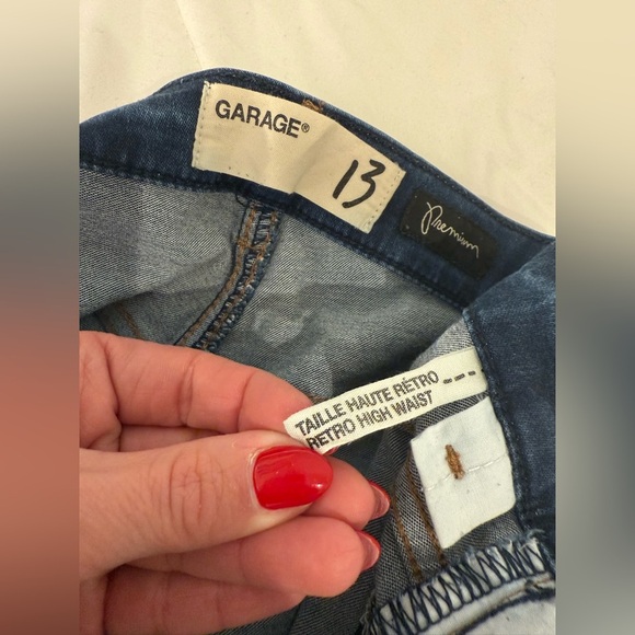 Garage Taille Haute Retro High Waist Distressed Dark Slim Denim Jeans Size 13 - Picture 4 of 5
